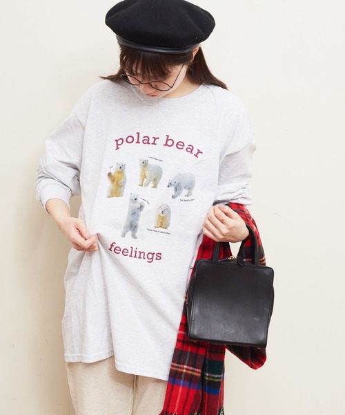 fig Ｌondon（フィグロンドン）の「polar bear long sleeve（Tシャツ/カットソー・レディース・アッシュグレー・FREE）」の4枚目の写真