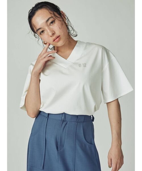 THE DAYZ TOKYO（ザデイズトーキョー）の「【THE DAYZ TOKYO】VネックドロップTシャツ（Tシャツ/カットソー・レディース・オフホワイト/ブラック/ミント・FREE）」の9枚目の写真