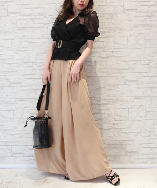 ROYAL PARTY（ロイヤルパーティー）の「フレアワイドパンツ（その他パンツ・レディース・ブラック/ベージュ/グリーン/マルチ/オフホワイト/モカ/ドット・SMALL/MEDIUM）」の4枚目の写真