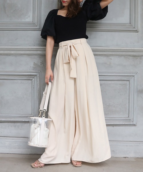 ROYAL PARTY（ロイヤルパーティー）の「フレアワイドパンツ（その他パンツ・レディース・ブラック/ベージュ/グリーン/マルチ/オフホワイト/モカ/ドット・SMALL/MEDIUM）」の14枚目の写真