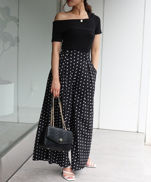 ROYAL PARTY（ロイヤルパーティー）の「フレアワイドパンツ（その他パンツ・レディース・ブラック/ベージュ/グリーン/マルチ/オフホワイト/モカ/ドット・SMALL/MEDIUM）」の18枚目の写真