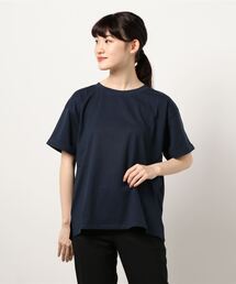 袖ロールカフサイドスリットTシャツ 汗染み防止加工素材 ビッグシルエット/オーバーサイズ