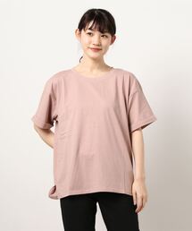袖ロールカフサイドスリットTシャツ 汗染み防止加工素材 ビッグシルエット/オーバーサイズ
