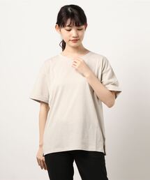 袖ロールカフサイドスリットＴシャツ　汗染み防止加工素材　ビッグシルエット/オーバーサイズ