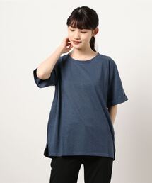 袖ロールカフサイドスリットTシャツ 汗染み防止加工素材 ビッグシルエット/オーバーサイズ