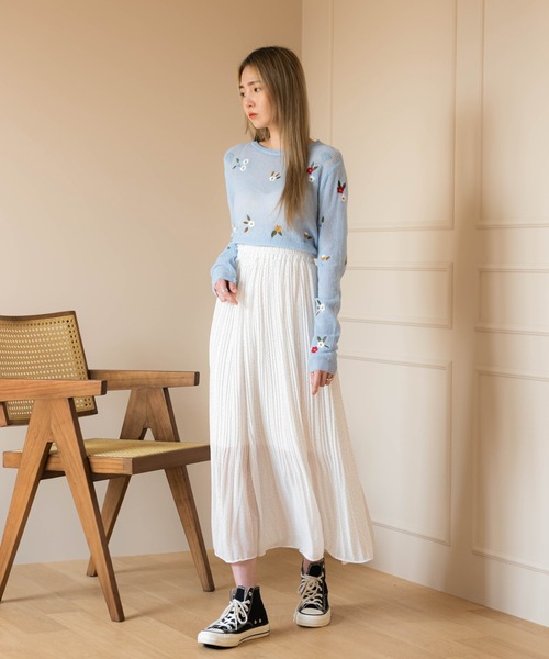 UNE MANSION（ユヌマンション）の「フラワー刺繍ニット（ニット/セーター・レディース・ブルー/グレー/アイボリー・FREE）」の22枚目の写真