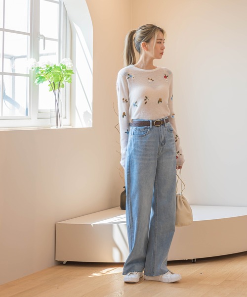 UNE MANSION（ユヌマンション）の「フラワー刺繍ニット（ニット/セーター・レディース・ブルー/グレー/アイボリー・FREE）」の12枚目の写真