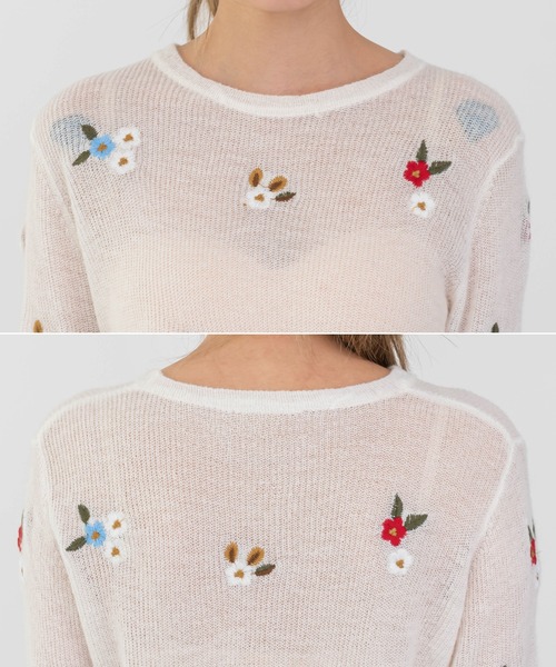 UNE MANSION（ユヌマンション）の「フラワー刺繍ニット（ニット/セーター・レディース・ブルー/グレー/アイボリー・FREE）」の19枚目の写真
