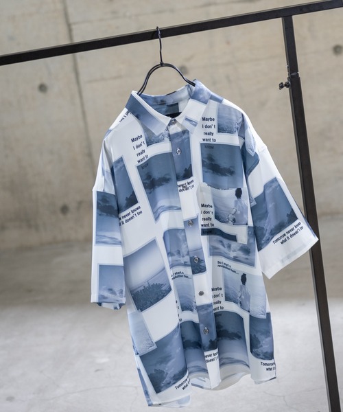 Naive magic（ナイーブマジック）の「【a】シルクタッチポリエステル総柄半袖シャツ（シャツ/ブラウス・メンズ・ホワイト/ブラック系その他4/ブルー/ブラック/ブラック系その他5/ホワイト系その他/マルチ/ベージュ/ブラック系その他3/ミント/ピンク/ホワイト系その他4/ブラック系その他2/ベージュ系その他2/ブラック系その他/ブラック系その他6/ホワイト系その他3/ホワイト系その他2/ブラック系その他7/グリーン/ベージュ系その他・LARGE/MEDIUM/X-LARGE）」の5枚目の写真