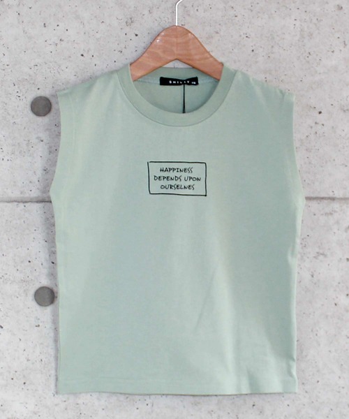 THE CASUAL（カジュアル）の「ノースリーブプリントTシャツ カットソー キッズ（Tシャツ/カットソー・キッズ・ブラック/モカ/杢グレー/チャコール/ホワイト系/オフホワイト/オレンジ/ブラック系/ベージュ/ミント・110cm/120cm/160cm/130cm/150cm/140cm）」の9枚目の写真