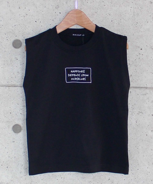 THE CASUAL（カジュアル）の「ノースリーブプリントTシャツ カットソー キッズ（Tシャツ/カットソー・キッズ・ブラック/モカ/杢グレー/チャコール/ホワイト系/オフホワイト/オレンジ/ブラック系/ベージュ/ミント・110cm/120cm/160cm/130cm/150cm/140cm）」の4枚目の写真