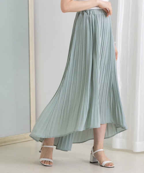 Newlyme（ニューリーミー）の「フィッシュテールケシプリーツスカート（スカート・レディース・ブラック/グレイッシュベージュ/レッド/アイボリー/ブルー・LARGE/MEDIUM）」の4枚目の写真