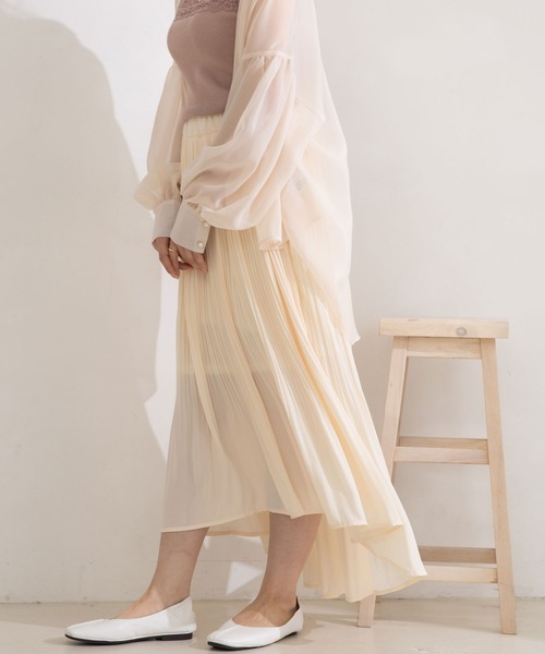 Newlyme（ニューリーミー）の「フィッシュテールケシプリーツスカート（スカート・レディース・ブラック/グレイッシュベージュ/レッド/アイボリー/ブルー・LARGE/MEDIUM）」の2枚目の写真