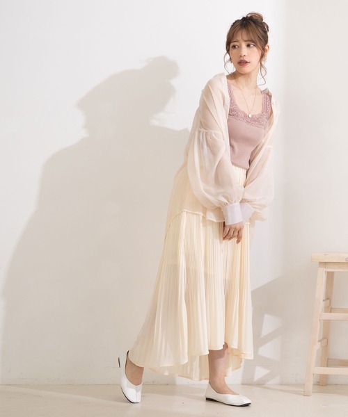 Newlyme（ニューリーミー）の「フィッシュテールケシプリーツスカート（スカート・レディース・ブラック/グレイッシュベージュ/レッド/アイボリー/ブルー・LARGE/MEDIUM）」の7枚目の写真