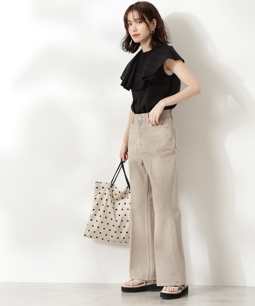 N.（N. Natural Beauty Basic）（エヌエヌナチュラルビューティーベーシック）の「【S Size Line】◆ヴィンテージライクベルボトムデニム（デニムパンツ・レディース・グレイッシュベージュ/インディゴブルー・SMALL/MEDIUM）」の6枚目の写真