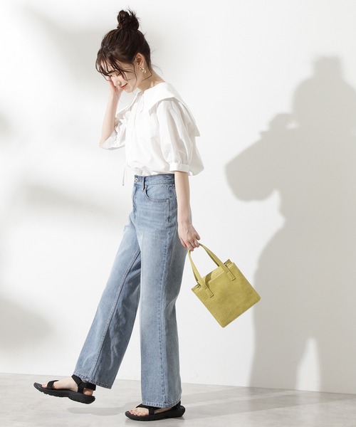 N.（N. Natural Beauty Basic）（エヌエヌナチュラルビューティーベーシック）の「【S Size Line】◆ヴィンテージライクベルボトムデニム（デニムパンツ・レディース・グレイッシュベージュ/インディゴブルー・SMALL/MEDIUM）」の15枚目の写真