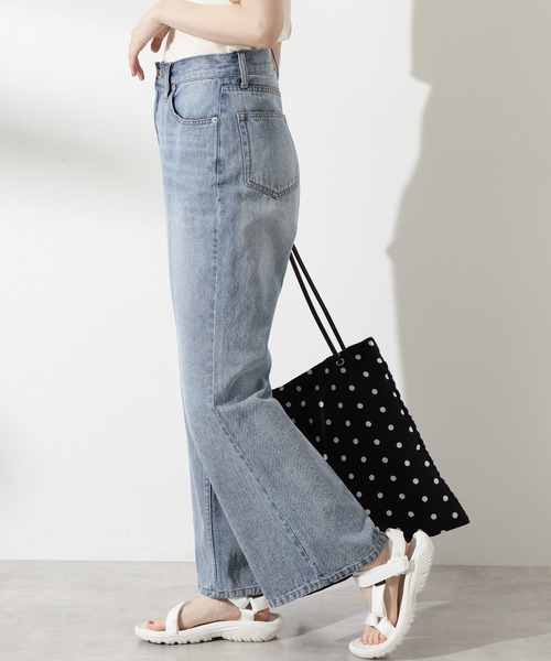 N.（N. Natural Beauty Basic）（エヌエヌナチュラルビューティーベーシック）の「【S Size Line】◆ヴィンテージライクベルボトムデニム（デニムパンツ・レディース・グレイッシュベージュ/インディゴブルー・SMALL/MEDIUM）」の9枚目の写真