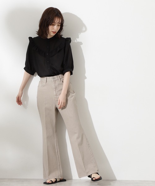 N.（N. Natural Beauty Basic）（エヌエヌナチュラルビューティーベーシック）の「【S Size Line】◆ヴィンテージライクベルボトムデニム（デニムパンツ・レディース・グレイッシュベージュ/インディゴブルー・SMALL/MEDIUM）」の16枚目の写真