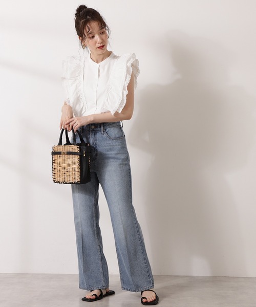 N.（N. Natural Beauty Basic）（エヌエヌナチュラルビューティーベーシック）の「【S Size Line】◆ヴィンテージライクベルボトムデニム（デニムパンツ・レディース・グレイッシュベージュ/インディゴブルー・SMALL/MEDIUM）」の22枚目の写真