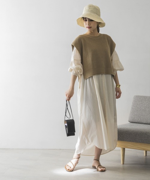 URBAN RESEARCH（アーバンリサーチ）の「鹿の子編みショートニットベスト（ベスト・レディース・アイボリー/ベージュ・FREE）」の3枚目の写真