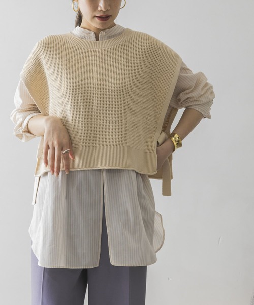 URBAN RESEARCH（アーバンリサーチ）の「鹿の子編みショートニットベスト（ベスト・レディース・アイボリー/ベージュ・FREE）」の12枚目の写真