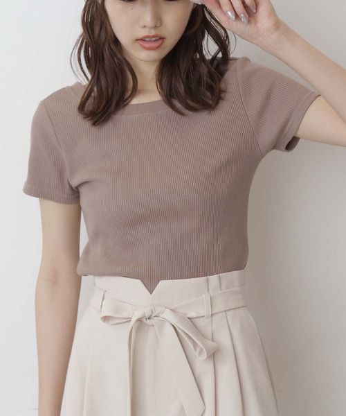 FREE'S MART（フリーズマート）の「ワッフルバックオープンカットソー（Tシャツ/カットソー・レディース・オレンジ/ベージュ/ホワイト/ブラック・FREE）」の3枚目の写真