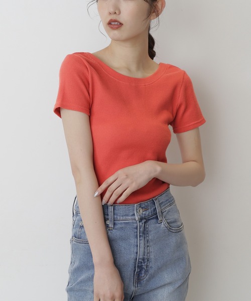 FREE'S MART（フリーズマート）の「ワッフルバックオープンカットソー（Tシャツ/カットソー・レディース・オレンジ/ベージュ/ホワイト/ブラック・FREE）」の4枚目の写真