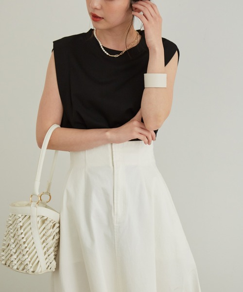 vis-`a-vis(ビサビ)の「【WEB限定】シルケットライクBOXYノースリーブTシャツ(Tシャツ/カットソー・レディース・ブラック/ベージュ/ライトグリーン/ホワイト系その他・FREE)」の11枚目の写真