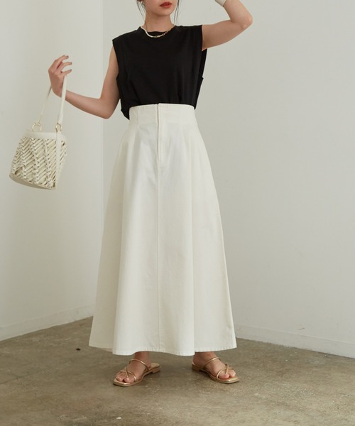 vis-`a-vis(ビサビ)の「【WEB限定】シルケットライクBOXYノースリーブTシャツ(Tシャツ/カットソー・レディース・ブラック/ベージュ/ライトグリーン/ホワイト系その他・FREE)」の12枚目の写真