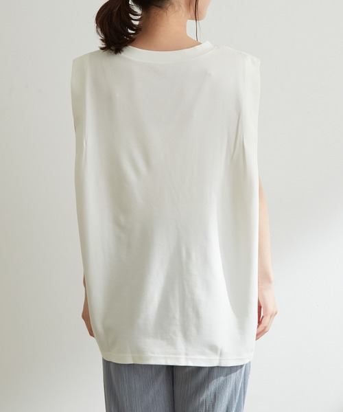 vis-`a-vis(ビサビ)の「【WEB限定】シルケットライクBOXYノースリーブTシャツ(Tシャツ/カットソー・レディース・ブラック/ベージュ/ライトグリーン/ホワイト系その他・FREE)」の14枚目の写真