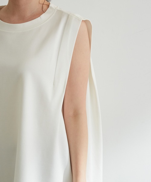 vis-`a-vis(ビサビ)の「【WEB限定】シルケットライクBOXYノースリーブTシャツ(Tシャツ/カットソー・レディース・ブラック/ベージュ/ライトグリーン/ホワイト系その他・FREE)」の17枚目の写真
