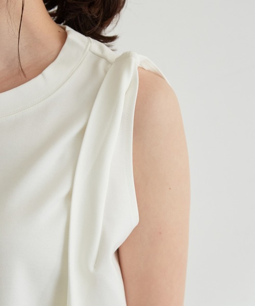 vis-`a-vis(ビサビ)の「【WEB限定】シルケットライクBOXYノースリーブTシャツ(Tシャツ/カットソー・レディース・ブラック/ベージュ/ライトグリーン/ホワイト系その他・FREE)」の20枚目の写真