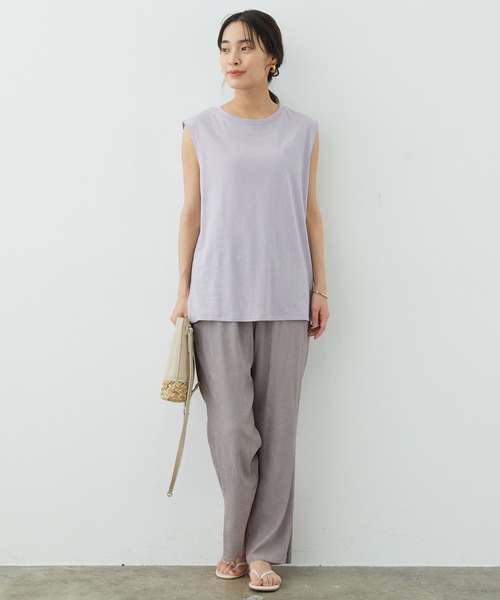 SALON adam et rope'（サロン アダム エ ロペ）の「【WEB限定カラー】シャイニーストライプリラックスパンツ（その他パンツ・レディース・ライトグリーン/グレー/ブラック・FREE）」の7枚目の写真