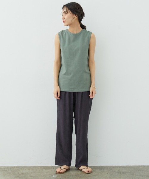 SALON adam et rope'（サロン アダム エ ロペ）の「【WEB限定カラー】シャイニーストライプリラックスパンツ（その他パンツ・レディース・ライトグリーン/グレー/ブラック・FREE）」の18枚目の写真