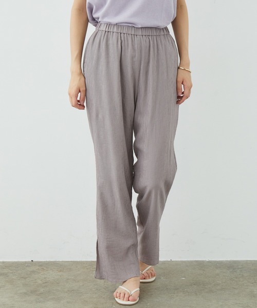 SALON adam et rope'（サロン アダム エ ロペ）の「【WEB限定カラー】シャイニーストライプリラックスパンツ（その他パンツ・レディース・ライトグリーン/グレー/ブラック・FREE）」の16枚目の写真