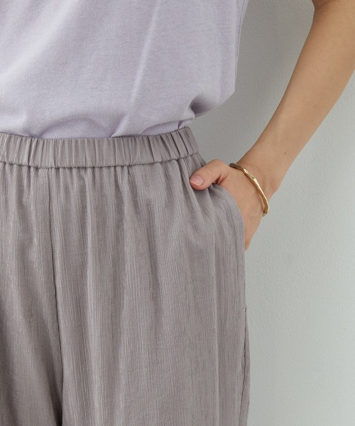 SALON adam et rope'（サロン アダム エ ロペ）の「【WEB限定カラー】シャイニーストライプリラックスパンツ（その他パンツ・レディース・ライトグリーン/グレー/ブラック・FREE）」の13枚目の写真