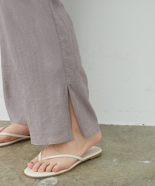 SALON adam et rope'（サロン アダム エ ロペ）の「【WEB限定カラー】シャイニーストライプリラックスパンツ（その他パンツ・レディース・ライトグリーン/グレー/ブラック・FREE）」の11枚目の写真