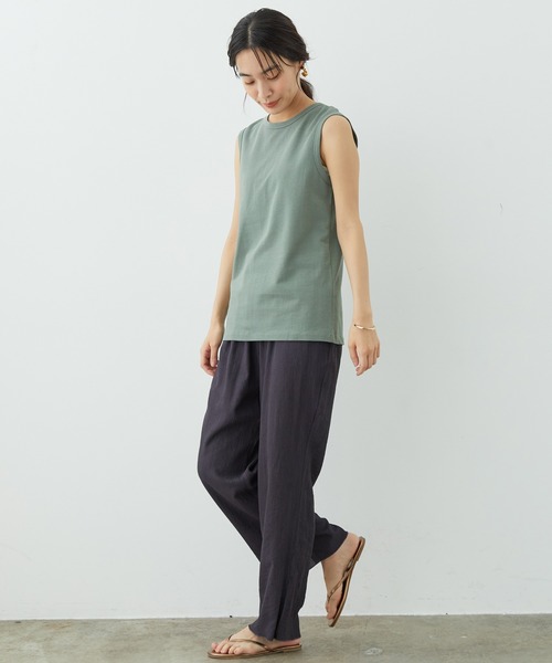 SALON adam et rope'（サロン アダム エ ロペ）の「【WEB限定カラー】シャイニーストライプリラックスパンツ（その他パンツ・レディース・ライトグリーン/グレー/ブラック・FREE）」の15枚目の写真