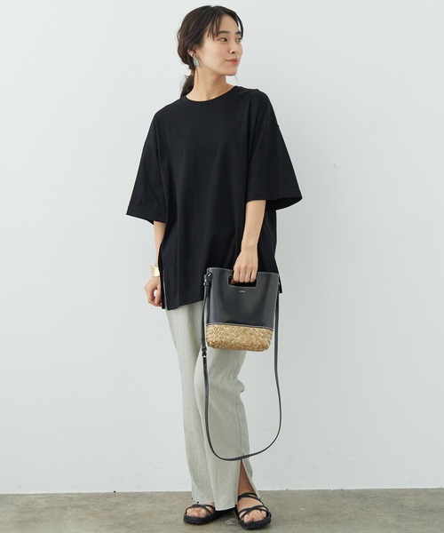 SALON adam et rope'（サロン アダム エ ロペ）の「【WEB限定カラー】シャイニーストライプリラックスパンツ（その他パンツ・レディース・ライトグリーン/グレー/ブラック・FREE）」の5枚目の写真