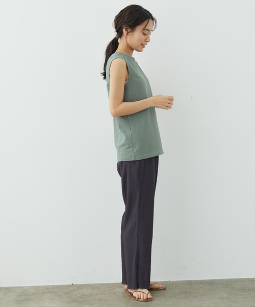 SALON adam et rope'（サロン アダム エ ロペ）の「【WEB限定カラー】シャイニーストライプリラックスパンツ（その他パンツ・レディース・ライトグリーン/グレー/ブラック・FREE）」の6枚目の写真