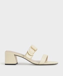 バックルストラップ ブロックヒールミュール / Buckle Strap Block Heel Mules