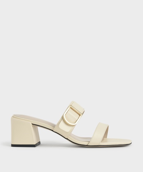 CHARLES & KEITH(チャールズ & キース)の「バックルストラップ ブロックヒールミュール / Buckle Strap Block Heel Mules(サンダル・レディース・ブラック/オフホワイト/ライトブラウン・22.5cm/23cm/23.5cm/24.5cm/25cm/25.5cm/22cm)」の2枚目の写真