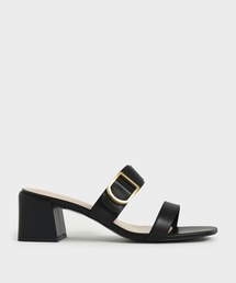 バックルストラップ ブロックヒールミュール / Buckle Strap Block Heel Mules
