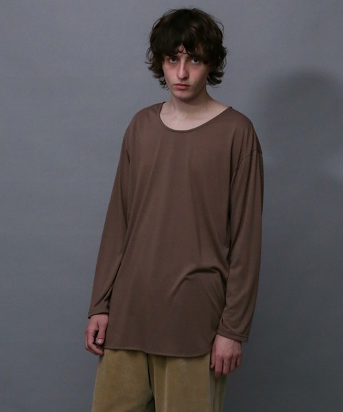 Iroquois（イロコイ）の「LAYERED LONG CS ラウンドヘムロングカットソー（Tシャツ/カットソー・メンズ・ブラック/パープル/ブラウン/オフホワイト・1/2/3）」の3枚目の写真