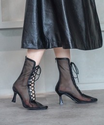 VIVIAN | 【2021年秋新作】スクエアトゥチュールレースアップブーツ【ZOZOTOWN限定商品】(ブーツ)