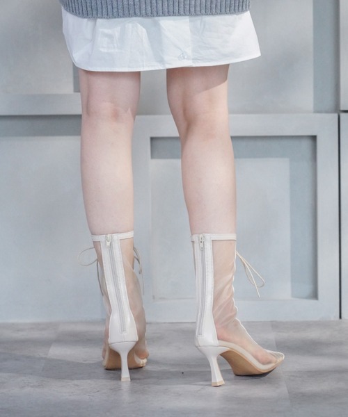 VIVIAN（ヴィヴィアン）の「スクエアトゥチュールレースアップブーツ ZOZOTOWN限定商品（ブーツ・レディース・ブラック/ピンクベージュ/ベージュ・L/S/M/LL）」の10枚目の写真