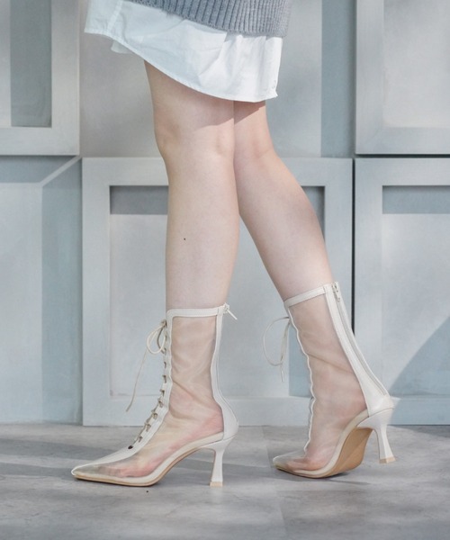 VIVIAN（ヴィヴィアン）の「スクエアトゥチュールレースアップブーツ ZOZOTOWN限定商品（ブーツ・レディース・ブラック/ピンクベージュ/ベージュ・L/S/M/LL）」の11枚目の写真
