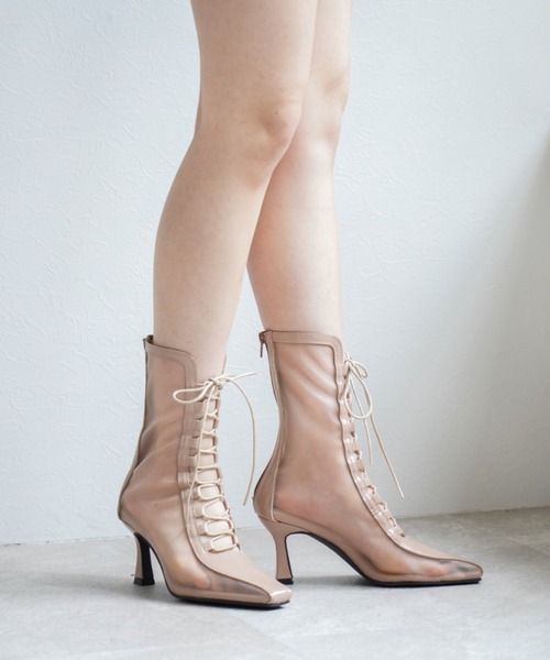 VIVIAN（ヴィヴィアン）の「スクエアトゥチュールレースアップブーツ ZOZOTOWN限定商品（ブーツ・レディース・ブラック/ピンクベージュ/ベージュ・L/S/M/LL）」の19枚目の写真