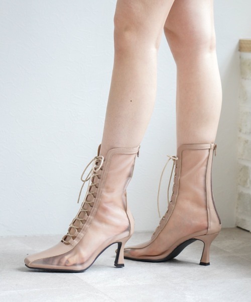 VIVIAN（ヴィヴィアン）の「スクエアトゥチュールレースアップブーツ ZOZOTOWN限定商品（ブーツ・レディース・ブラック/ピンクベージュ/ベージュ・L/S/M/LL）」の21枚目の写真