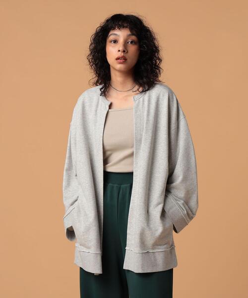 FEELING MADE（フィーリングメイド）の「FEELING MADE エアリースウェット カーディガン（カーディガン/ボレロ・レディース・ライトグレー/ブラック/ダークブラウン・MEDIUM/LARGE）」の6枚目の写真